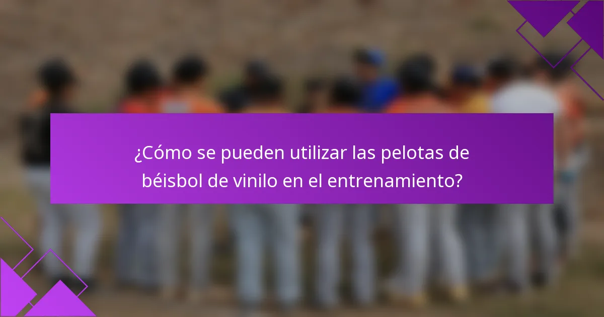 ¿Cómo se pueden utilizar las pelotas de béisbol de vinilo en el entrenamiento?