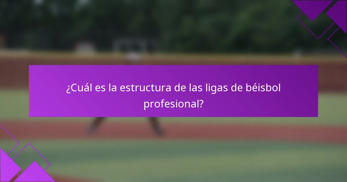 ¿Cuál es la estructura de las ligas de béisbol profesional?