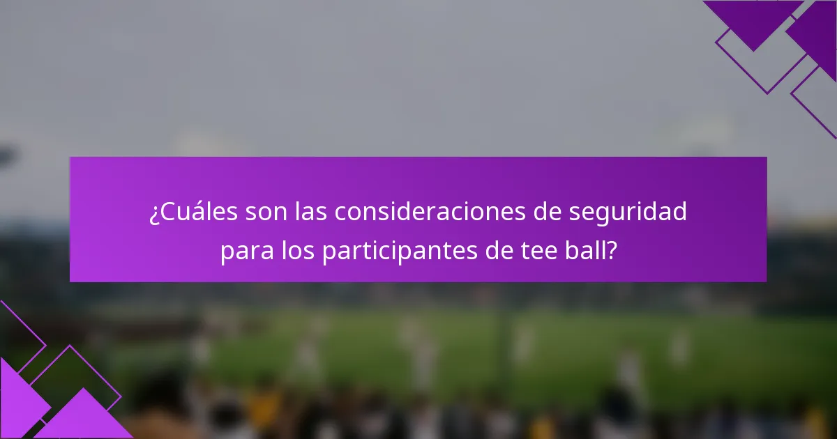 ¿Cuáles son las consideraciones de seguridad para los participantes de tee ball?