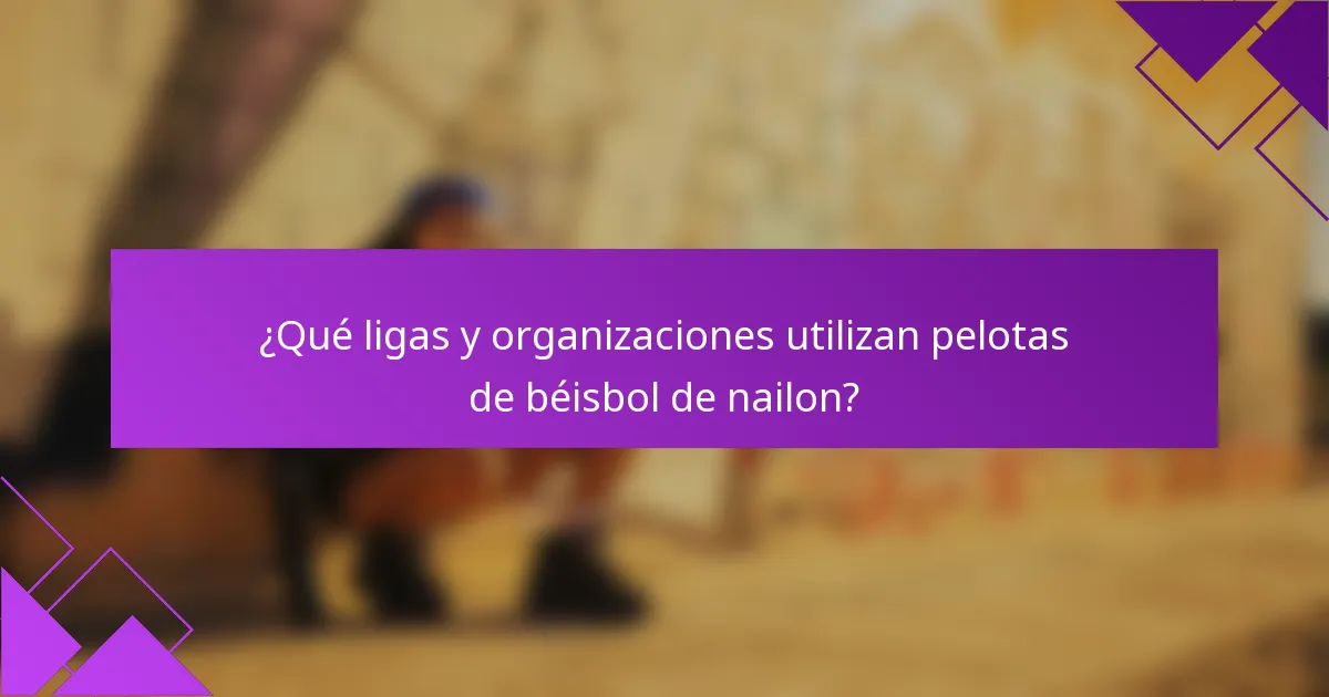 ¿Qué ligas y organizaciones utilizan pelotas de béisbol de nailon?