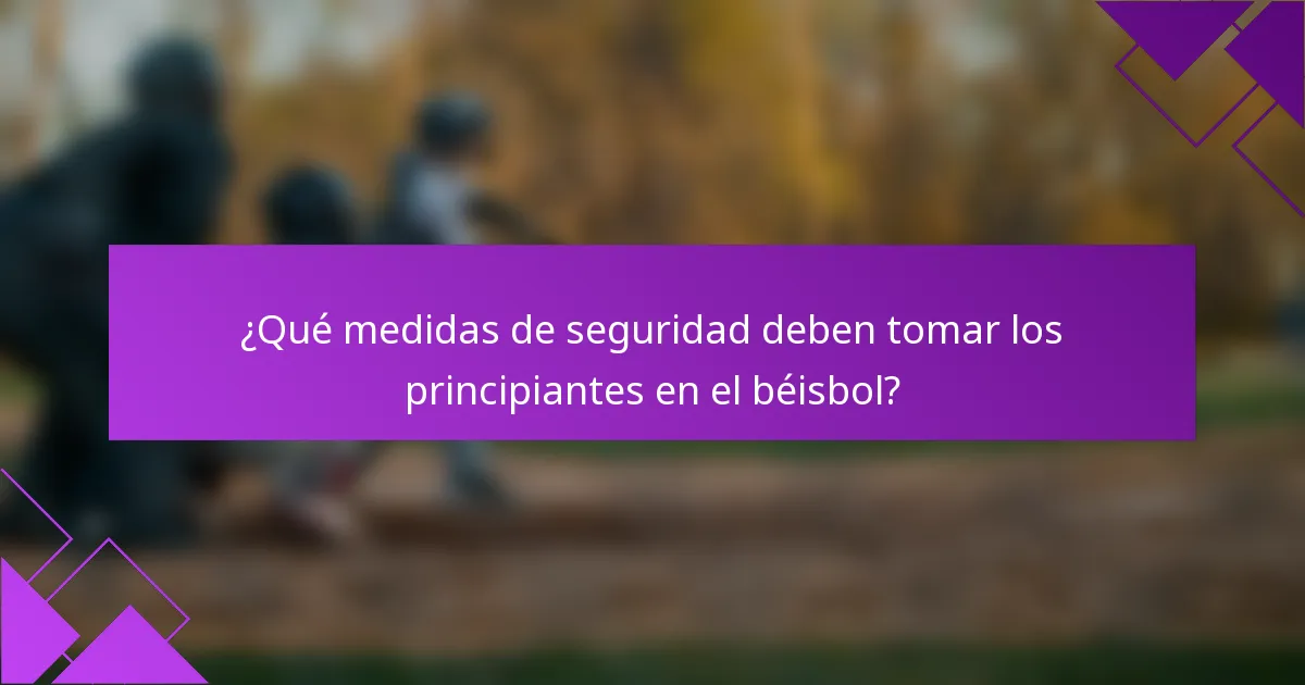 ¿Qué medidas de seguridad deben tomar los principiantes en el béisbol?